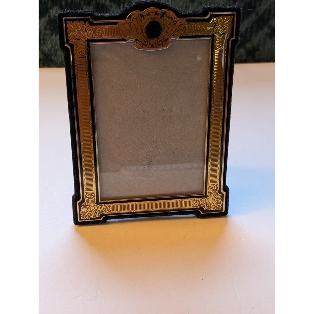 Art Deco VTG Gold & Black Ornate Mini Picture Frame 4.5x6 Neoclassical Regency